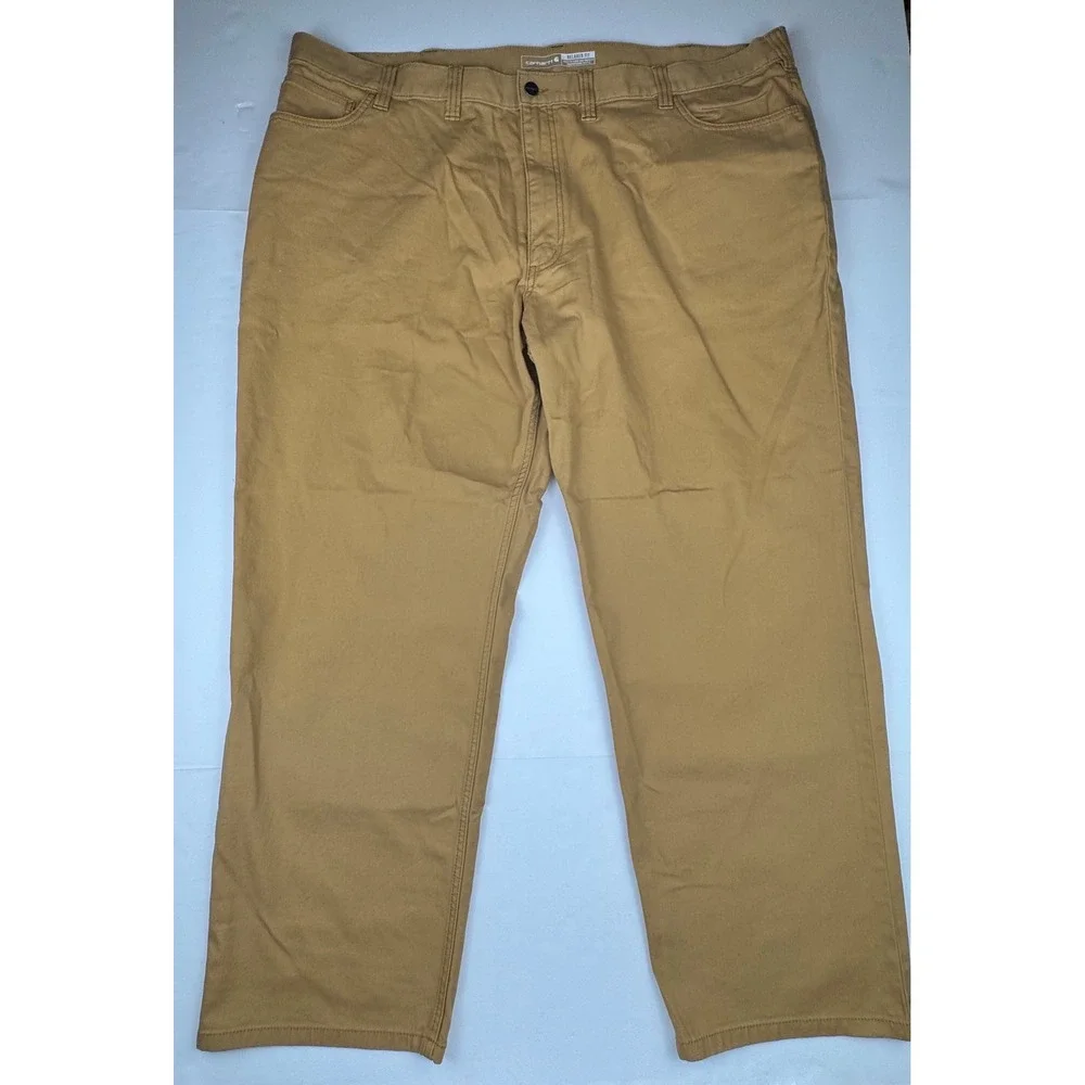 Carhartt Relaxed Fit Work Pants 46x30 Tan Canvas Rugged Flex BN2517-M Brown